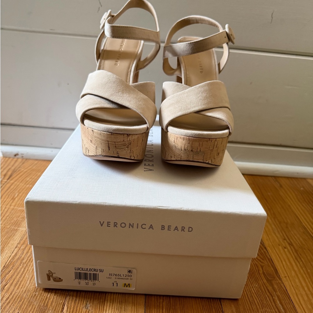 Veronica Beard Beige Platform Sandals